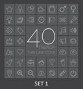 40 Trendy Thin Line Icons for Web and Mobile. Set