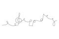 Trendy treble clef notes. Single line. Minimalistic design. Vector illustration. stock image.