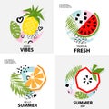 Trendy tropic background with fruit, vector illustration Royalty Free Stock Photo