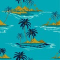Trendy Tropical island hand drawing style Summer Seamless pattern vector illustration Colorful Summer design for fashion ,fabric,