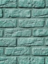 Turquoise Painted Brick Wall Texture with Mint Green Rough Surface for Modern Design Projects Copy Space Background Royalty Free Stock Photo