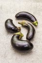 Trendy ugly organic vegetables. Fresh baby eggplants Royalty Free Stock Photo