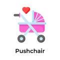 Trendy unique icon of baby pushchair, baby buggy, stroller, baby carrier