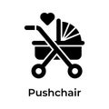 Trendy unique icon of baby pushchair, baby buggy, stroller, baby carrier