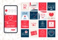 Trendy Valentine`s Day posts and stories template for instagram