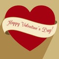 Trendy vector heart flat icon with long shadow Royalty Free Stock Photo