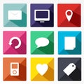 Trendy Vector Icons With Long Shadow Royalty Free Stock Photo