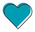 Trendy vector minimalist geometric line turquoise color basic heart element. Shape abstract figure bauhaus form. Retro