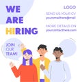 Trendy vector recruitment banner design with flat style diverse people characters