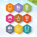 Trendy Vector Rounded Hexagon Icons Set 2 Royalty Free Stock Photo