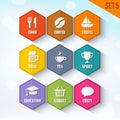 Trendy Vector Rounded Hexagon Icons Set 5 Royalty Free Stock Photo
