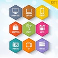 Trendy Vector Rounded Hexagon Icons Set 1 Royalty Free Stock Photo