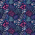 Trendy vector seamless floral ditsy pattern. Fabric design with simple flowers. Royalty Free Stock Photo