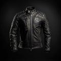 A trendy and versatile leather jacket, with multiple zippered pockets and silver hardware