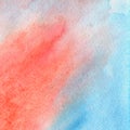 Trendy watercolor background, red, pink coral and blue. Great design element for brochure, banner, cover, booklet, UI