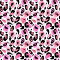 Trendy Watercolor hand painted leopard skin seamless pattern. Animal Endless print