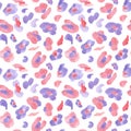 Trendy Watercolor hand painted leopard skin seamless pattern on white background. Animal endless print