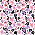 Trendy Watercolor hand painted leopard skin seamless pattern on white background. Animal Exotic coat print