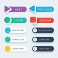 Trendy web and ui application color buttons vector set Royalty Free Stock Photo