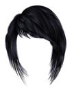 Trendy woman brunette black dark colors hairs kare with frin Royalty Free Stock Photo