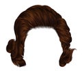 Trendy woman curly ginger color . medium length .