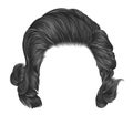 Trendy woman curly hairs gray color . medium length . beauty style .
