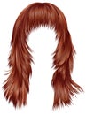 Trendy woman long hairs red copper colors . beauty fashion .