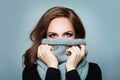 Trendy Woman in Wool Winter Scarf. Beauty Winter Girl Royalty Free Stock Photo