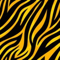 Trendy yellow tiger seamless pattern. Hand drawn fashionable wild animal skin texture for fashion print design, fabric Royalty Free Stock Photo