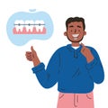 Trendy young man with teeth braces.Dental care.