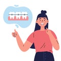 Trendy young woman with teeth braces.Dental care