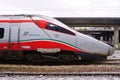 Trenitalia high speed trains (Italo, Frecciarossa and Frecciabianca) at the Venice St. Lucia railway stat Royalty Free Stock Photo