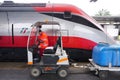 Trenitalia high speed trains (Italo, Frecciarossa and Frecciabianca) at the Venice St. Lucia railway stat