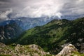 Trenta Valley with storm clouds, Julian Alps, Slovenia Royalty Free Stock Photo