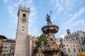 Fountain of Neptune, located in the Piazza Duomo in Trento next to Trento Cathedral church