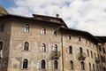 Trento, Italy, two picturesque houses at the Duomo, frescoed Royalty Free Stock Photo