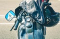 Trento, July 22, 2017: Show classic motorcycles. Motorcycle parts details. Vintage filter effect Royalty Free Stock Photo