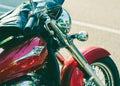 Trento, July 22, 2017: Show classic motorcycles. Motorcycle parts details. Vintage filter effect Royalty Free Stock Photo