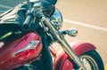 Trento, July 22, 2017: Show classic motorcycles. Motorcycle parts details. Vintage filter effect Royalty Free Stock Photo