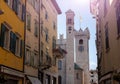 Trento, Trentino, Italy, June 2021. On a beautiful summer day, a beautiful three-quarter view of the Cathedral of San Vigilio. Royalty Free Stock Photo