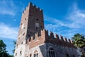 Trento, Trentino, Italy, June 2021. Nice image of the Vanga tower. Made of stone and red bricks, today it houses the museum of the Royalty Free Stock Photo
