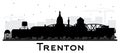 Trenton New Jersey City Skyline Silhouette with Black Buildings Isolated on White