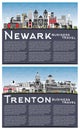Trenton and Newark New Jersey City Skyline Set Royalty Free Stock Photo