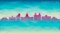 Trenton, NJ, USA Skyline City Silhouette. Broken Glass Abstract Textured. Banner Background Colorful Shape Composition.