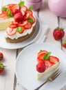 Mexican soaked cake topped with strawberries and cream