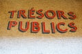 Tresors publics french text mean public treasuries sign on wall building of French public finance administration Royalty Free Stock Photo