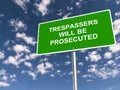 Trespassers will be prosecuted traffic sign Royalty Free Stock Photo