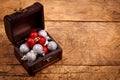 Tresure chest with Christmas decorations Royalty Free Stock Photo