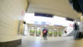 Travelers on railway station