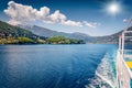 Treveling by ferry from Lefkada island to Kefalonia.